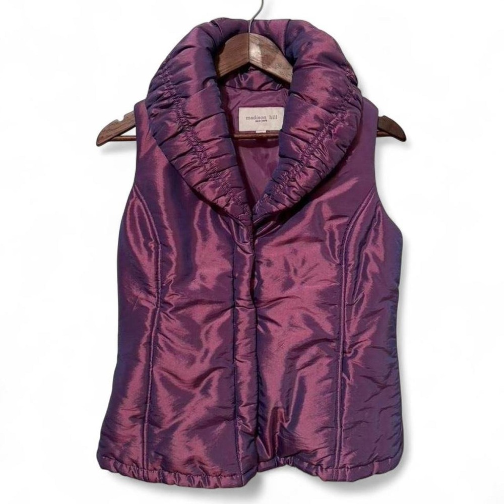 Madison Hill New York Y2K-inspired quilted puffer vest in a rich purple plum